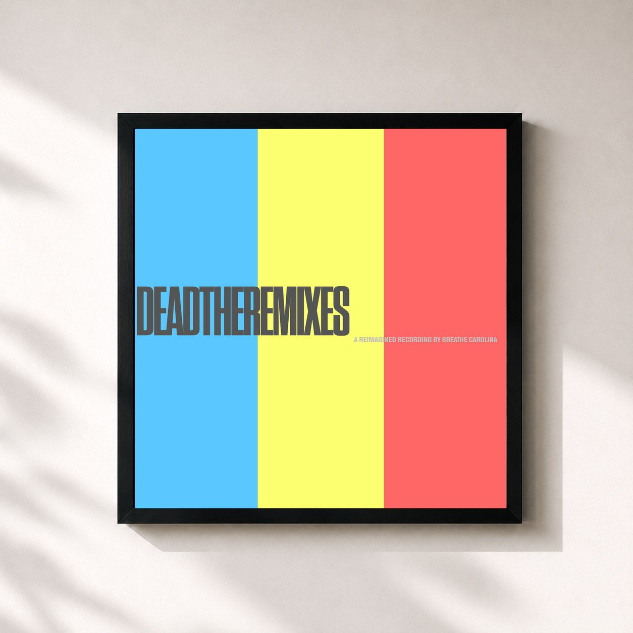 #noir Tableau carré de l'album DEADTHEREMIXES de Breathe Carolina, cadre noir 32x32 cm