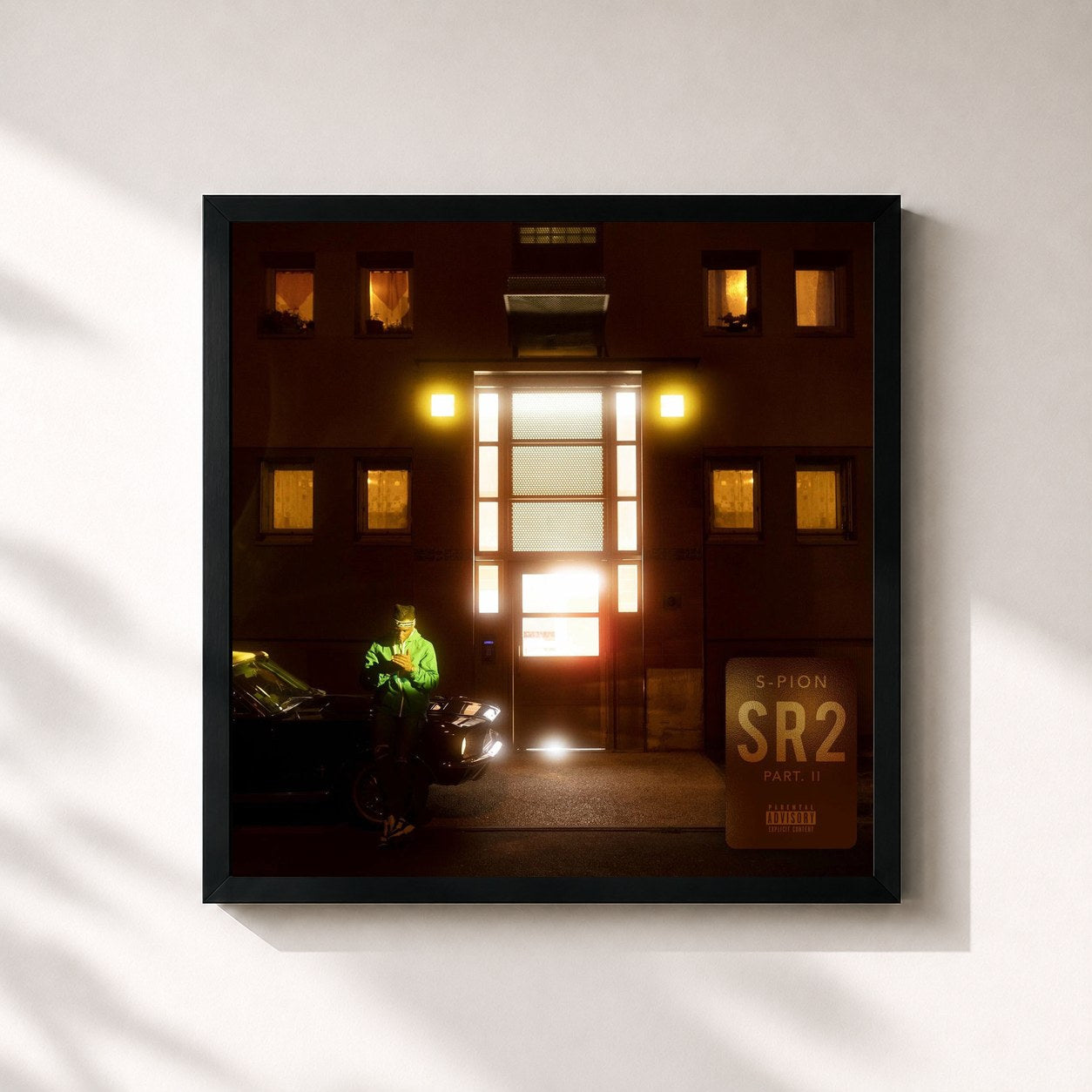 #noir Tableau carré de l'album Sourou 2 de S-Pion, cadre noir 32x32 cm