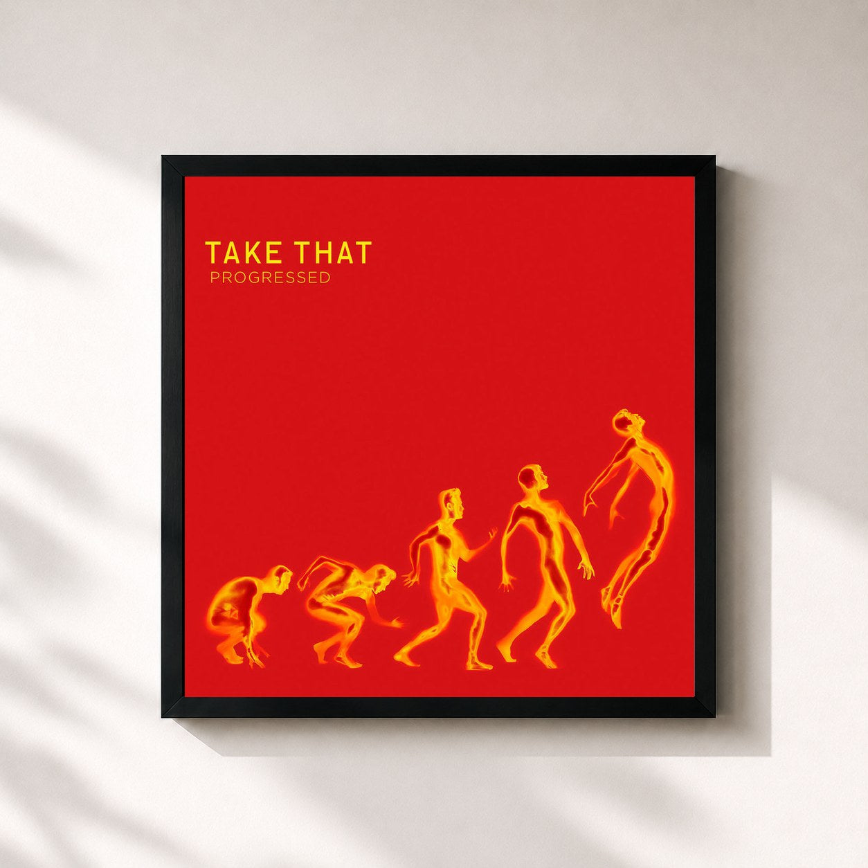 #noir Tableau carré de l'album Progressed de Take That, cadre noir 32x32 cm