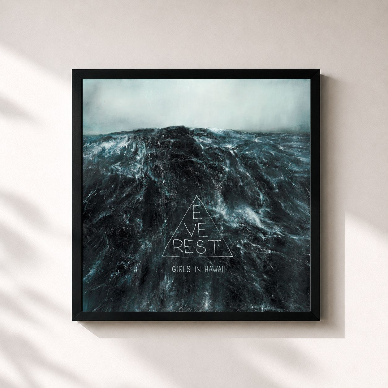 #noir Tableau carré de l'album Everest de Girls in Hawaii, cadre noir 32x32 cm