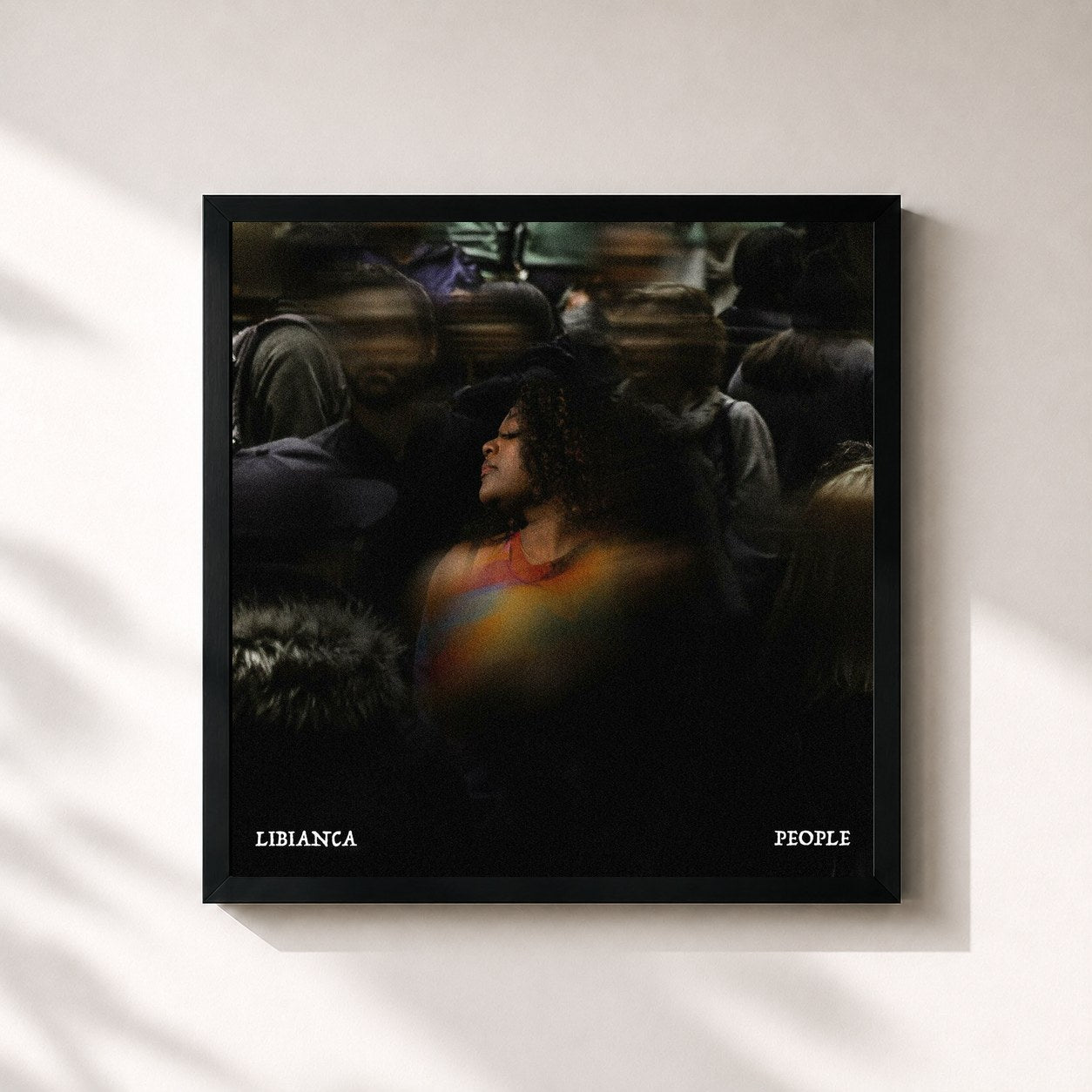#noir Tableau carré de l'album People (Remixes) de Libianca, cadre noir 32x32 cm