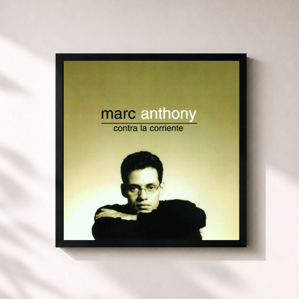 #noir Tableau carré de l'album Contra La Corriente de Marc Anthony, cadre noir 32x32 cm