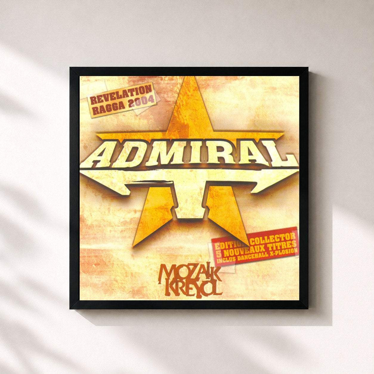 #noir Tableau carré de l'album Mozaik Kreyol de Admiral T, cadre noir 32x32 cm