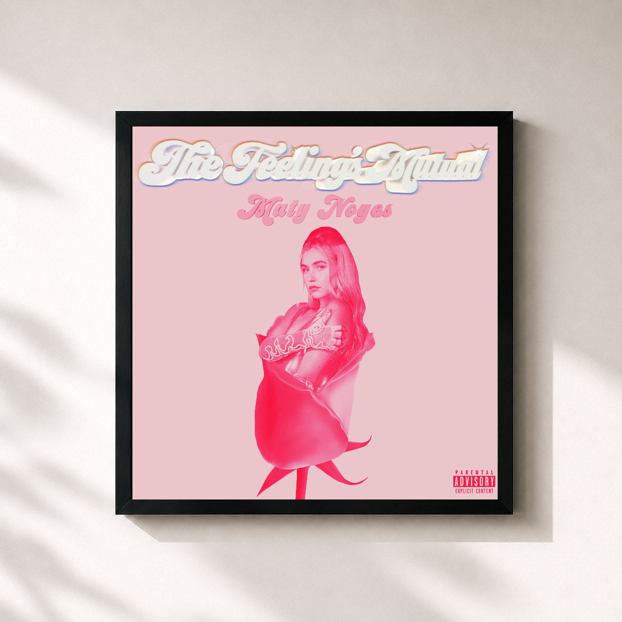 #noir Tableau carré de l'album The Feeling's Mutual de Maty Noyes, cadre noir 32x32 cm