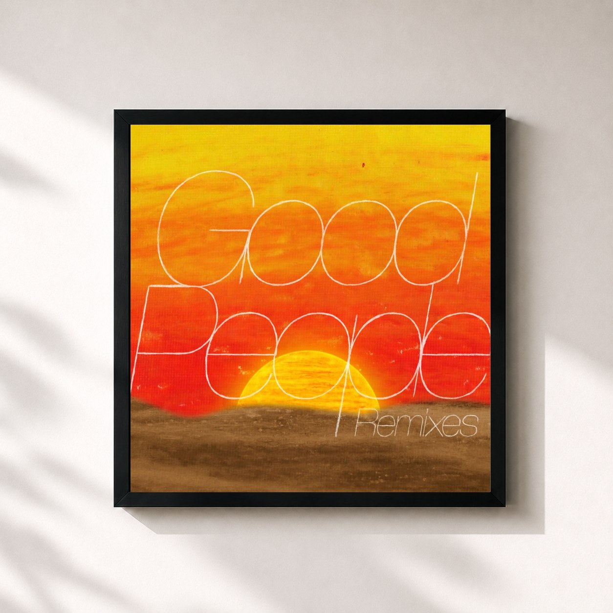 #noir Tableau carré de l'album Good People (Remixes) de Majid Jordan, cadre noir 32x32 cm