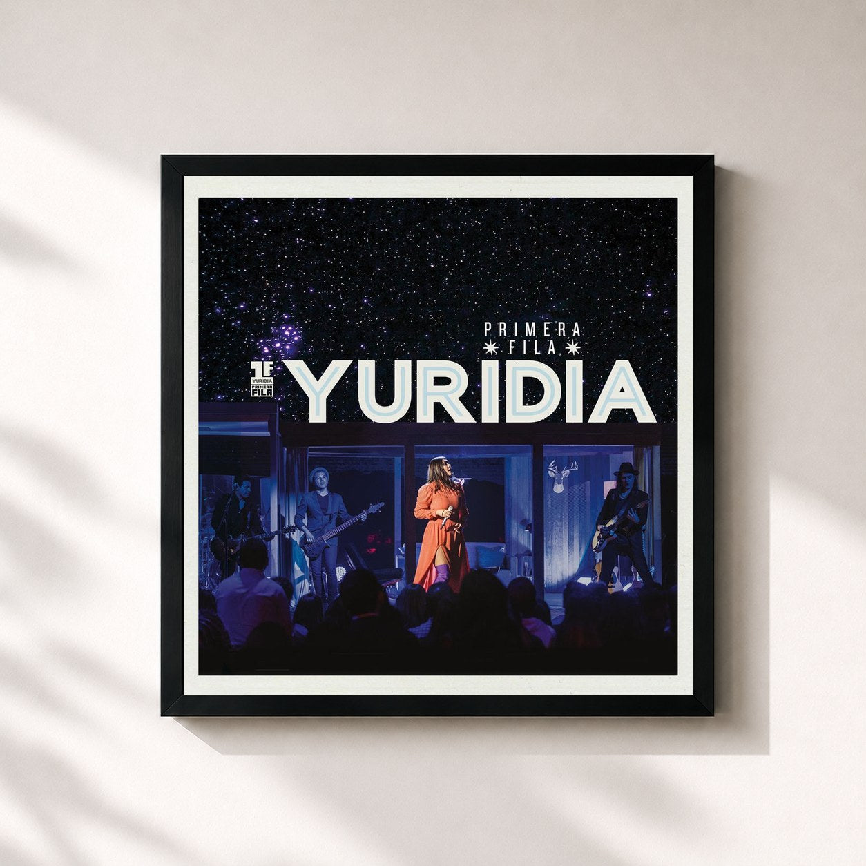 #noir Tableau carré de l'album Primera Fila de Yuridia, cadre noir 32x32 cm