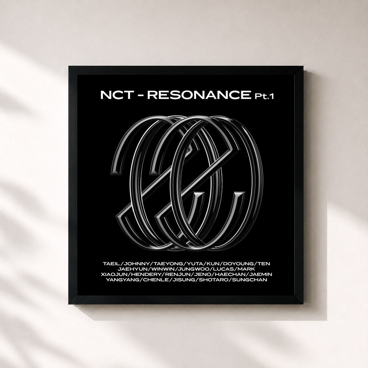 #noir Tableau carré de l'album NCT RESONANCE Pt.1 - The 2nd Album de NCT, cadre noir 32x32 cm