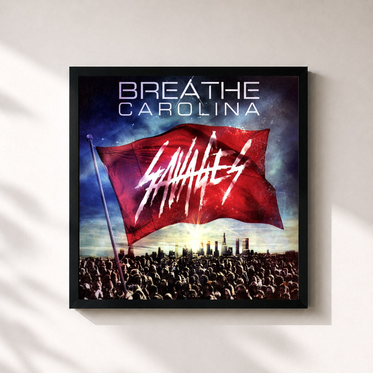#noir Tableau carré de l'album Savages de Breathe Carolina, cadre noir 32x32 cm