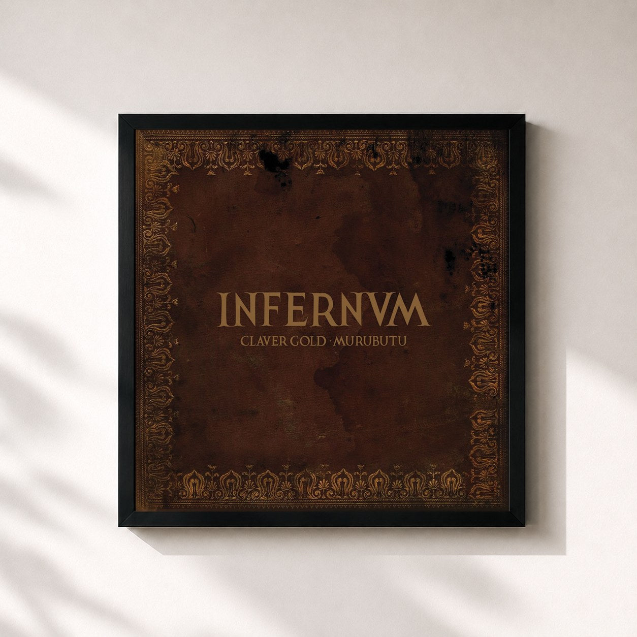 #noir Tableau carré de l'album Infernum de Claver Gold, cadre noir 32x32 cm