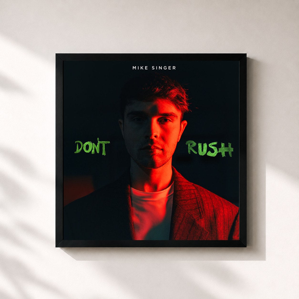 #noir Tableau carré de l'album Don't Rush de Mike Singer, cadre noir 32x32 cm