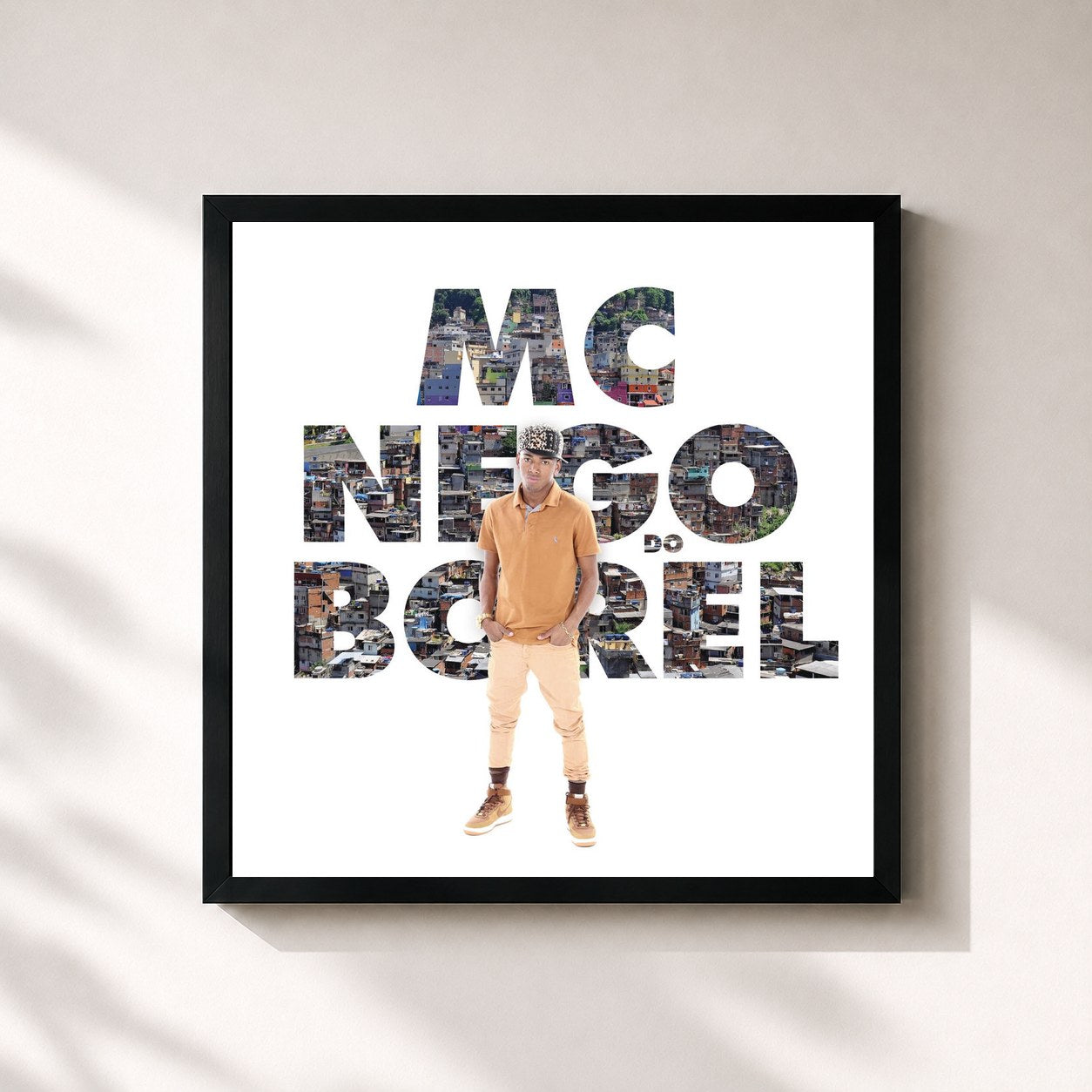 #noir Tableau carré de l'album MC Nego do Borel de Nego do Borel, cadre noir 32x32 cm