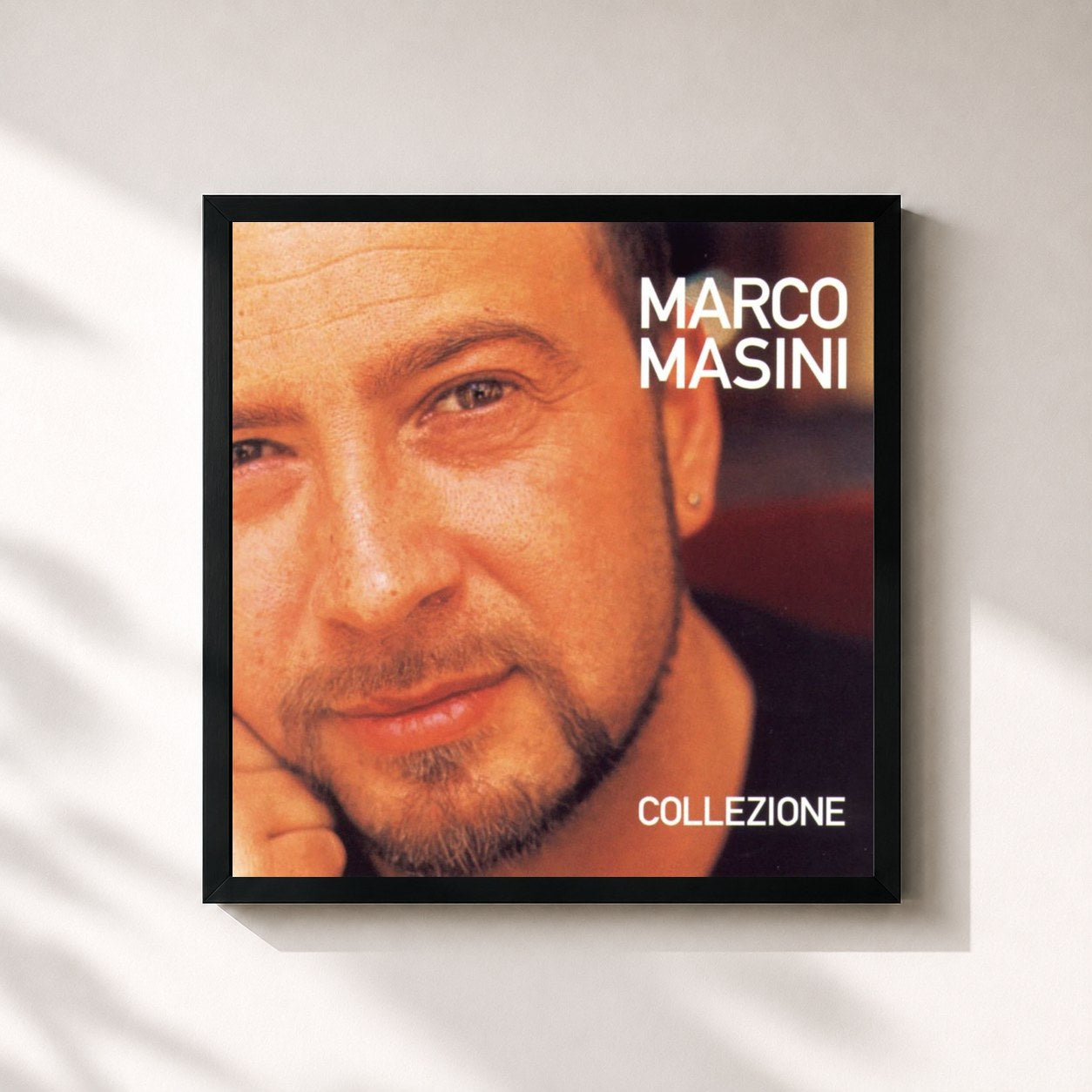 #noir Tableau carré de l'album Collezione de Marco Masini, cadre noir 32x32 cm