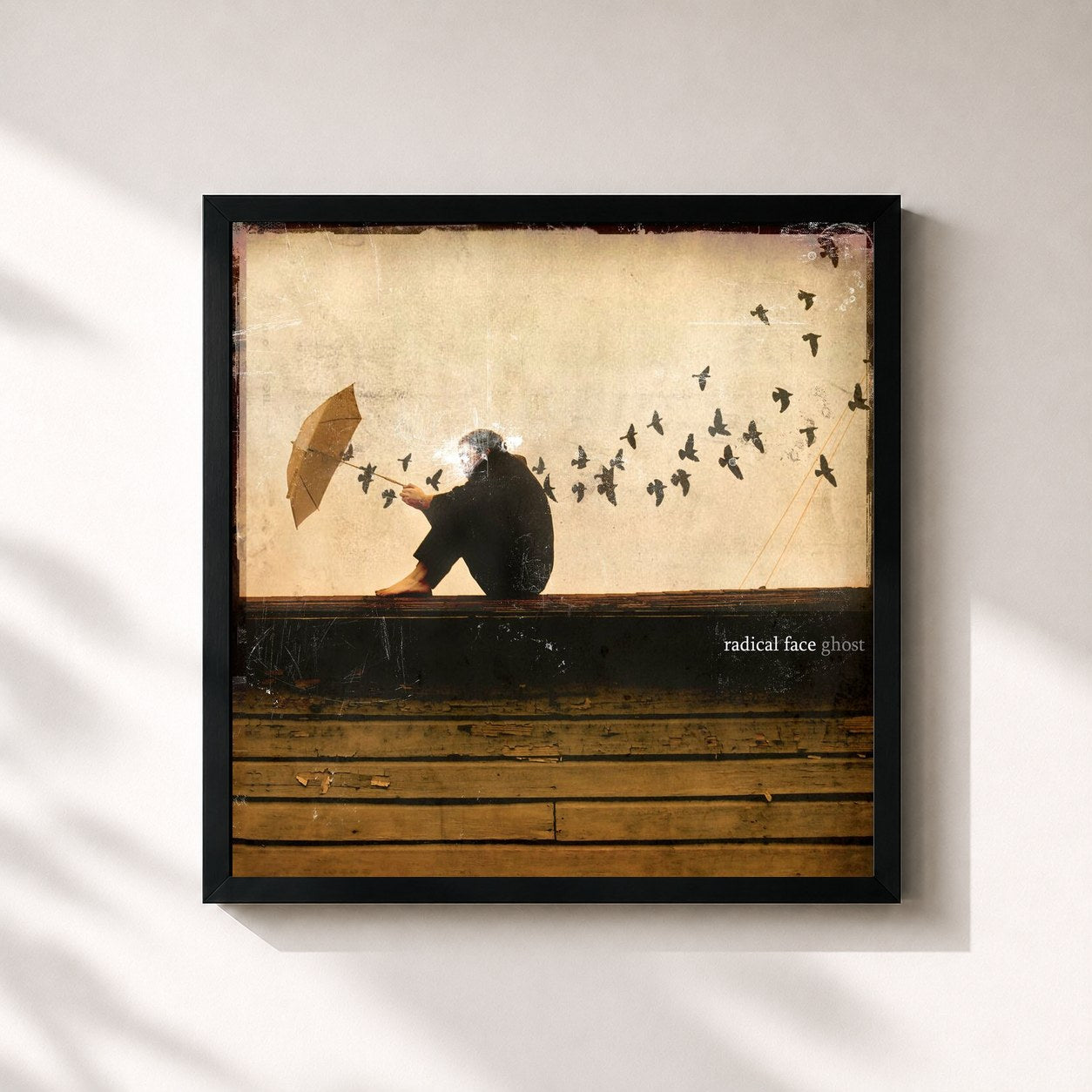 #noir Tableau carré de l'album Ghost de Radical Face, cadre noir 32x32 cm