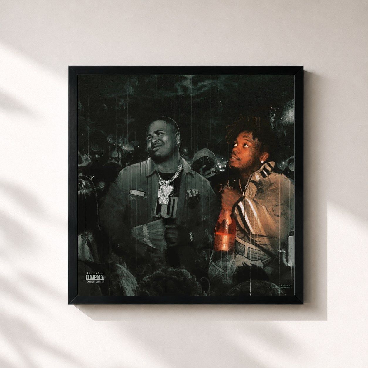 #noir Tableau carré de l'album Ain't That The Truth de Drakeo the Ruler, cadre noir 32x32 cm