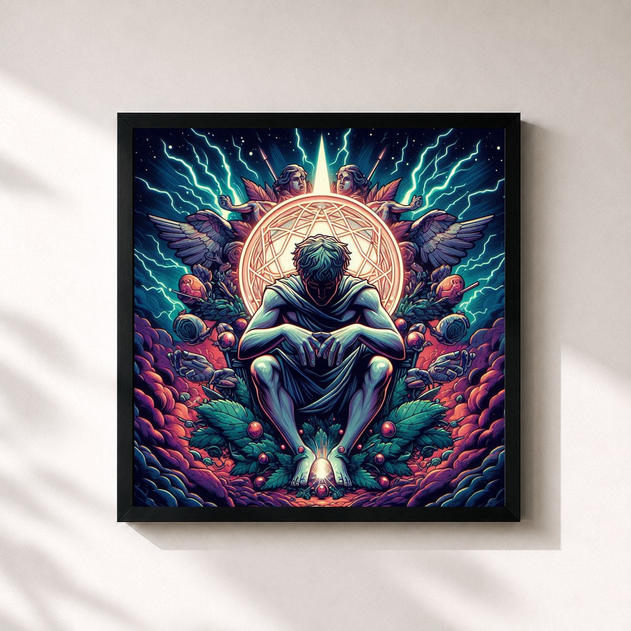 #noir Tableau carré de l'album Estoicismo de Lil Saint, cadre noir 32x32 cm