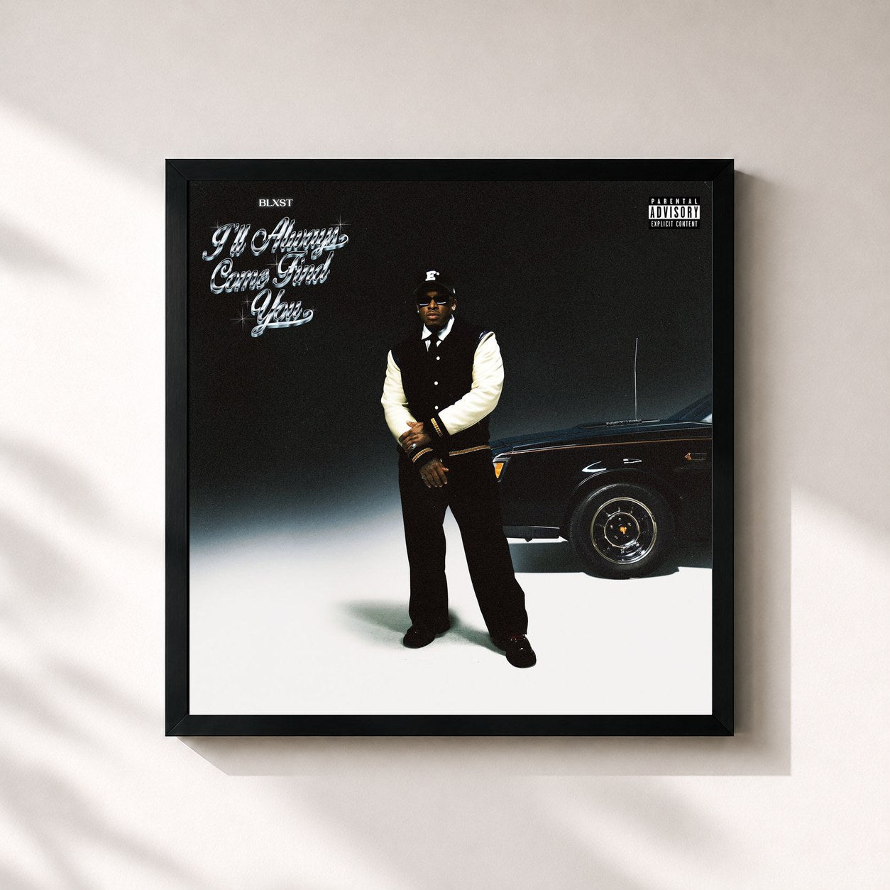 #noir Tableau carré de l'album I'll Always Come Find You (Deluxe) de Blxst, cadre noir 32x32 cm