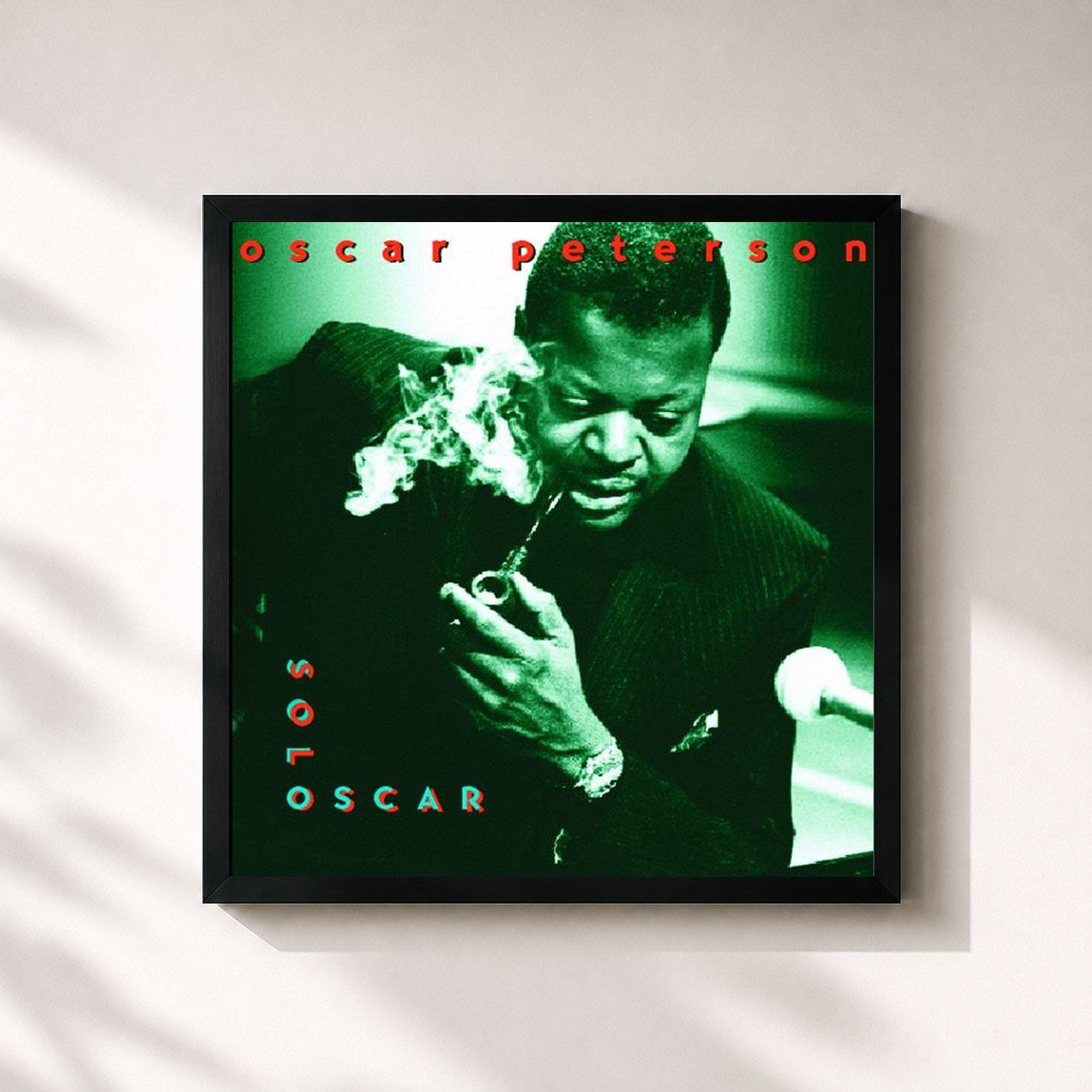 #noir Tableau carré de l'album Solo de Oscar Peterson, cadre noir 32x32 cm