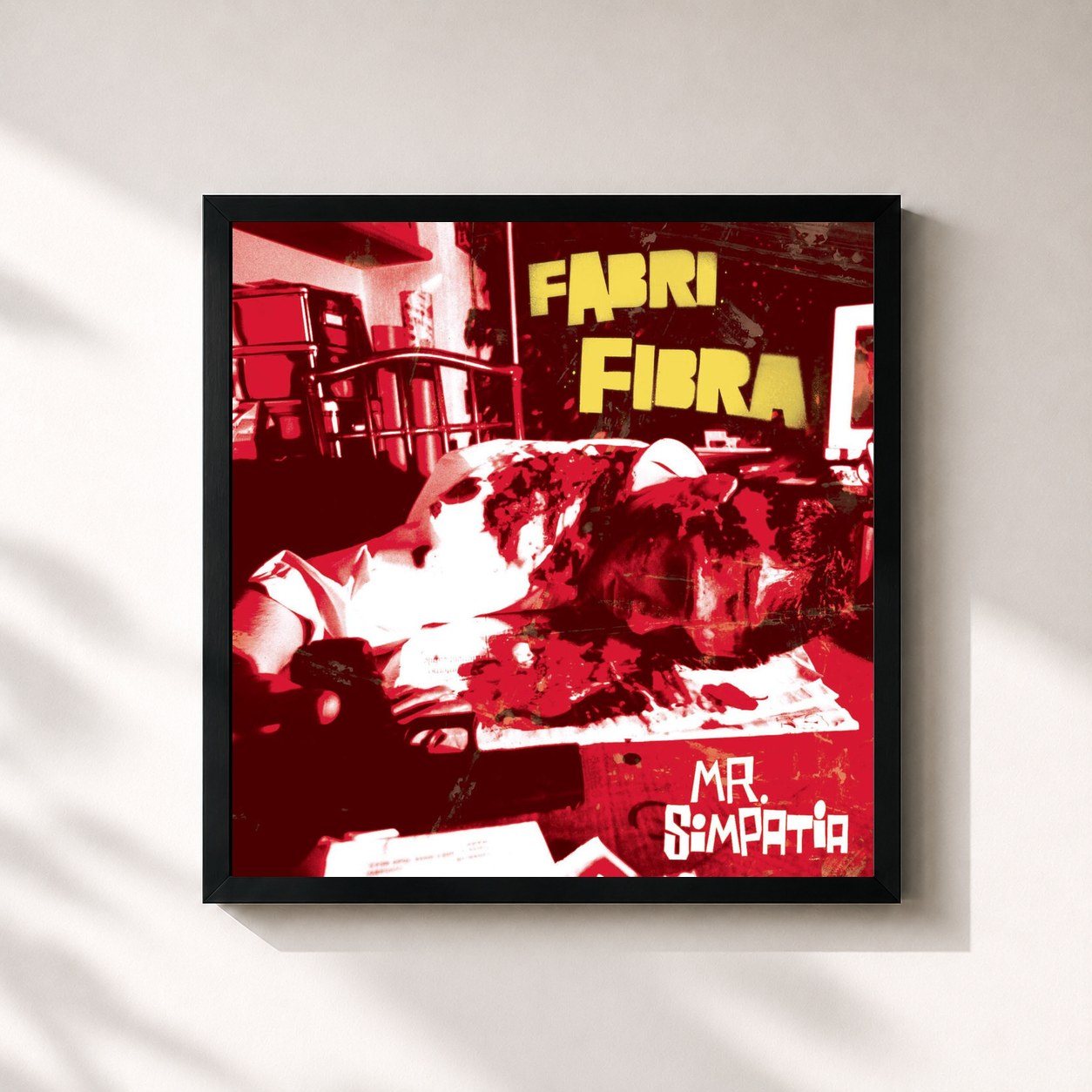 #noir Tableau carré de l'album Mr. Simpatia de Fabri Fibra, cadre noir 32x32 cm