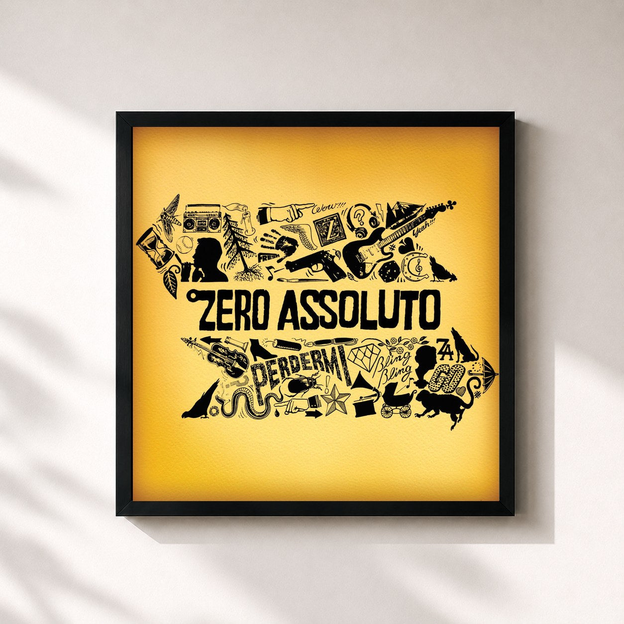 #noir Tableau carré de l'album Perdermi de Zero Assoluto, cadre noir 32x32 cm