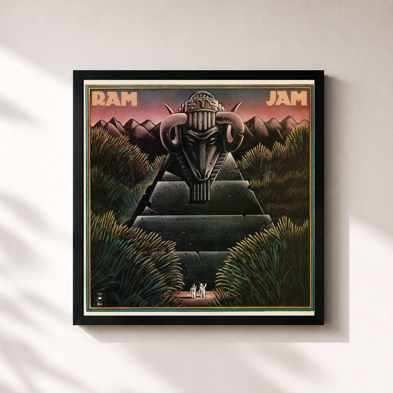 #noir Tableau carré de l'album Ram Jam de Ram Jam, cadre noir 32x32 cm