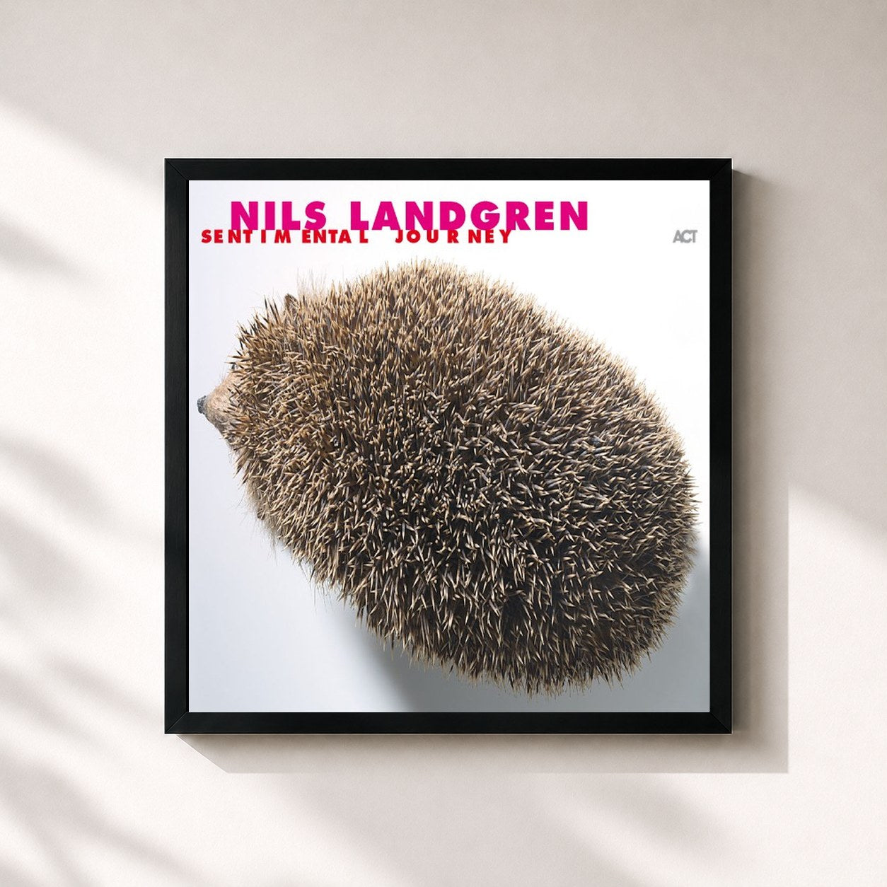 #noir Tableau carré de l'album Sentimental Journey de Nils Landgren, cadre noir 32x32 cm