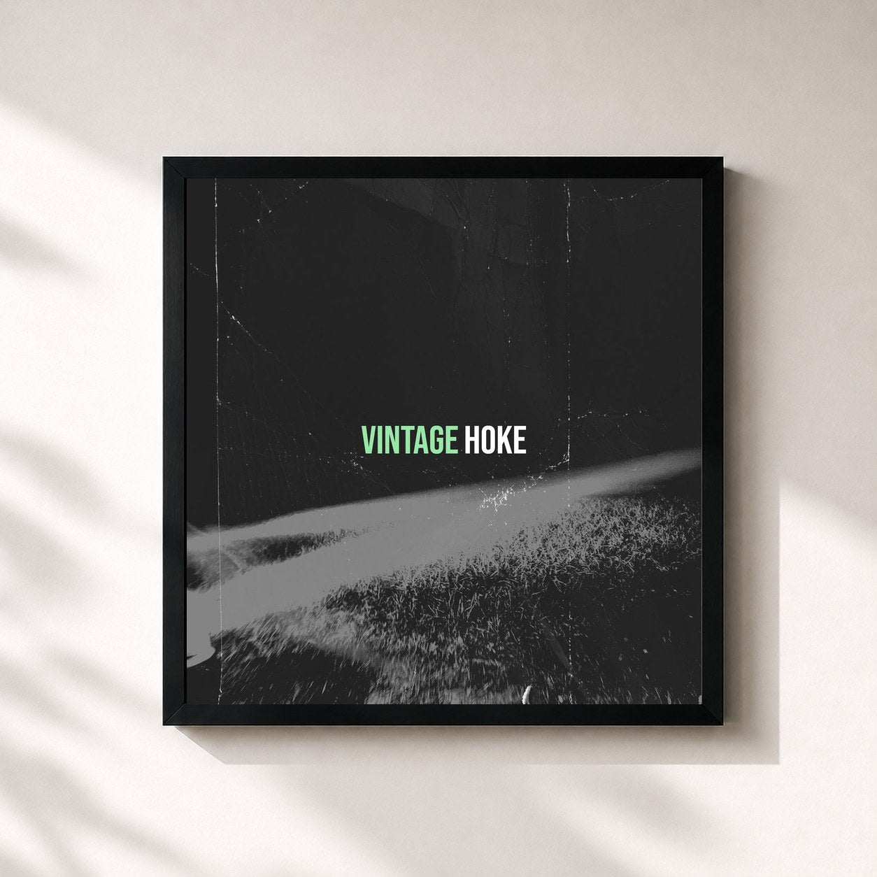 #noir Tableau carré de l'album Vintage de Hoke, cadre noir 32x32 cm