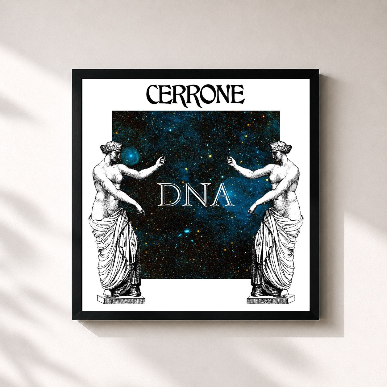 #noir Tableau carré de l'album DNA de Cerrone, cadre noir 32x32 cm