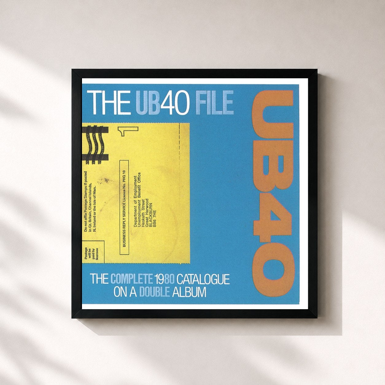 #noir Tableau carré de l'album The UB40 File de UB40, cadre noir 32x32 cm
