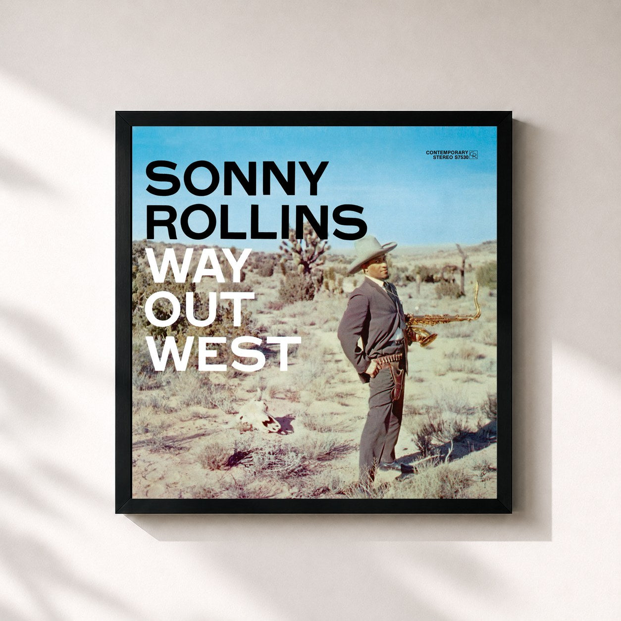 #noir Tableau carré de l'album Way Out West (Deluxe Edition) de Sonny Rollins, cadre noir 32x32 cm