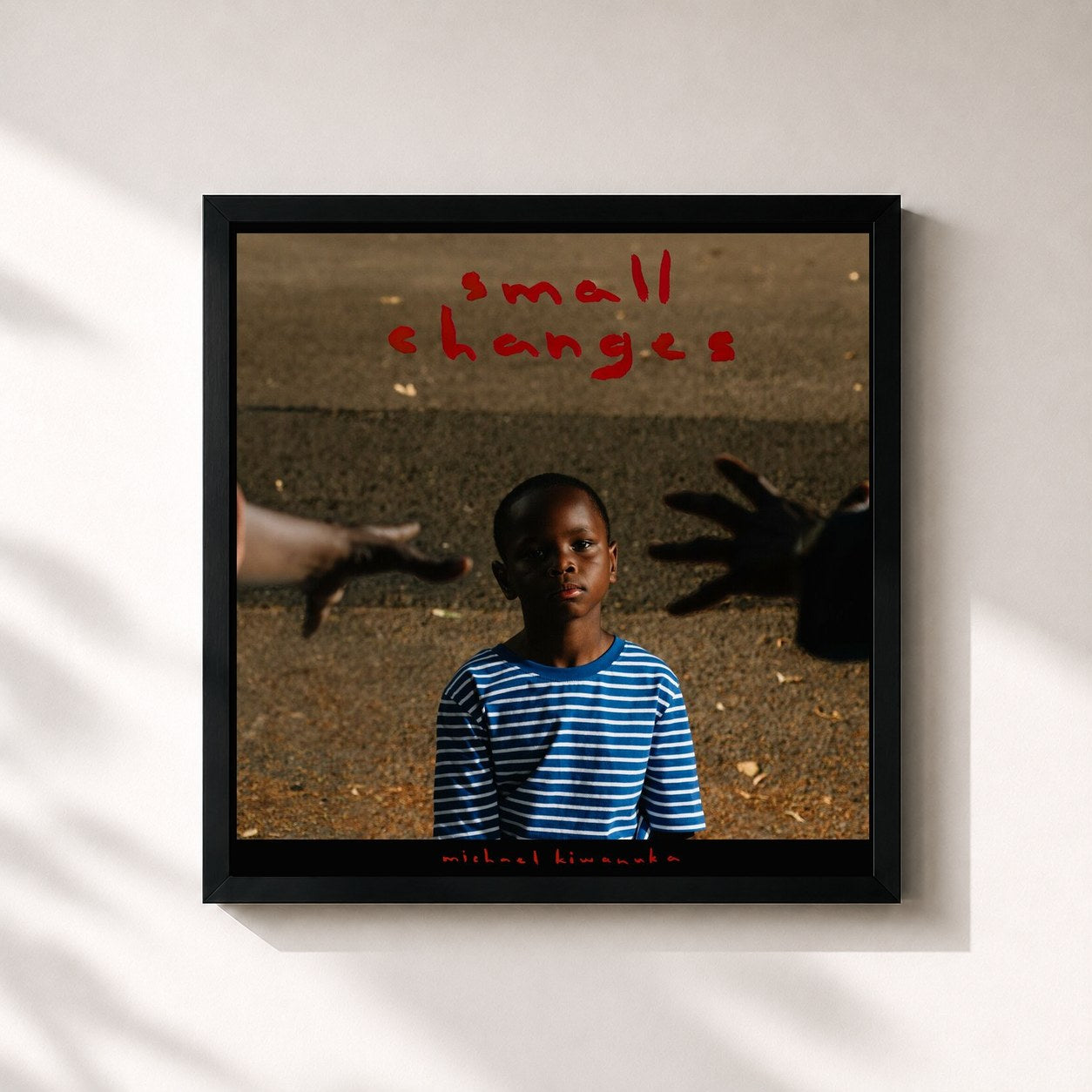 #noir Tableau carré de l'album Small Changes de Michael Kiwanuka, cadre noir 32x32 cm