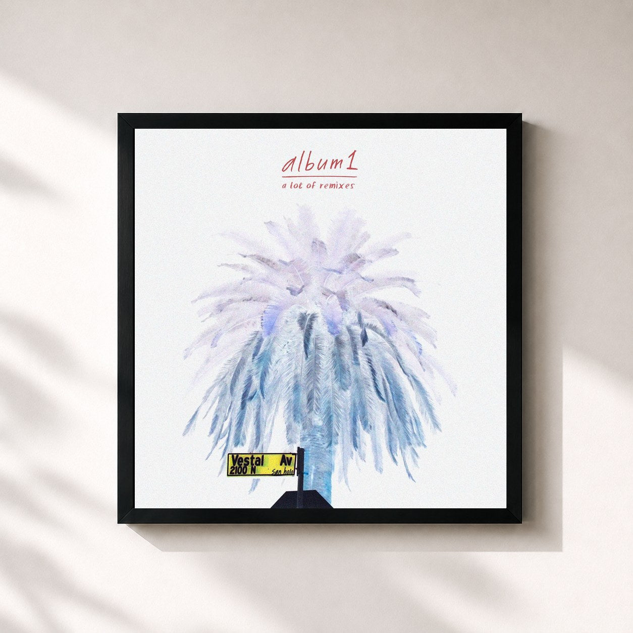 #noir Tableau carré de l'album album1 (a lot of remixes) de San Holo, cadre noir 32x32 cm