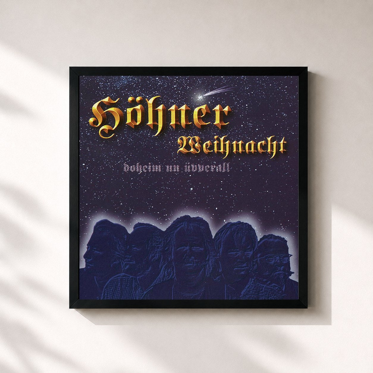 #noir Tableau carré de l'album Weihnacht' Doheim Un' Üvverall de Höhner, cadre noir 32x32 cm