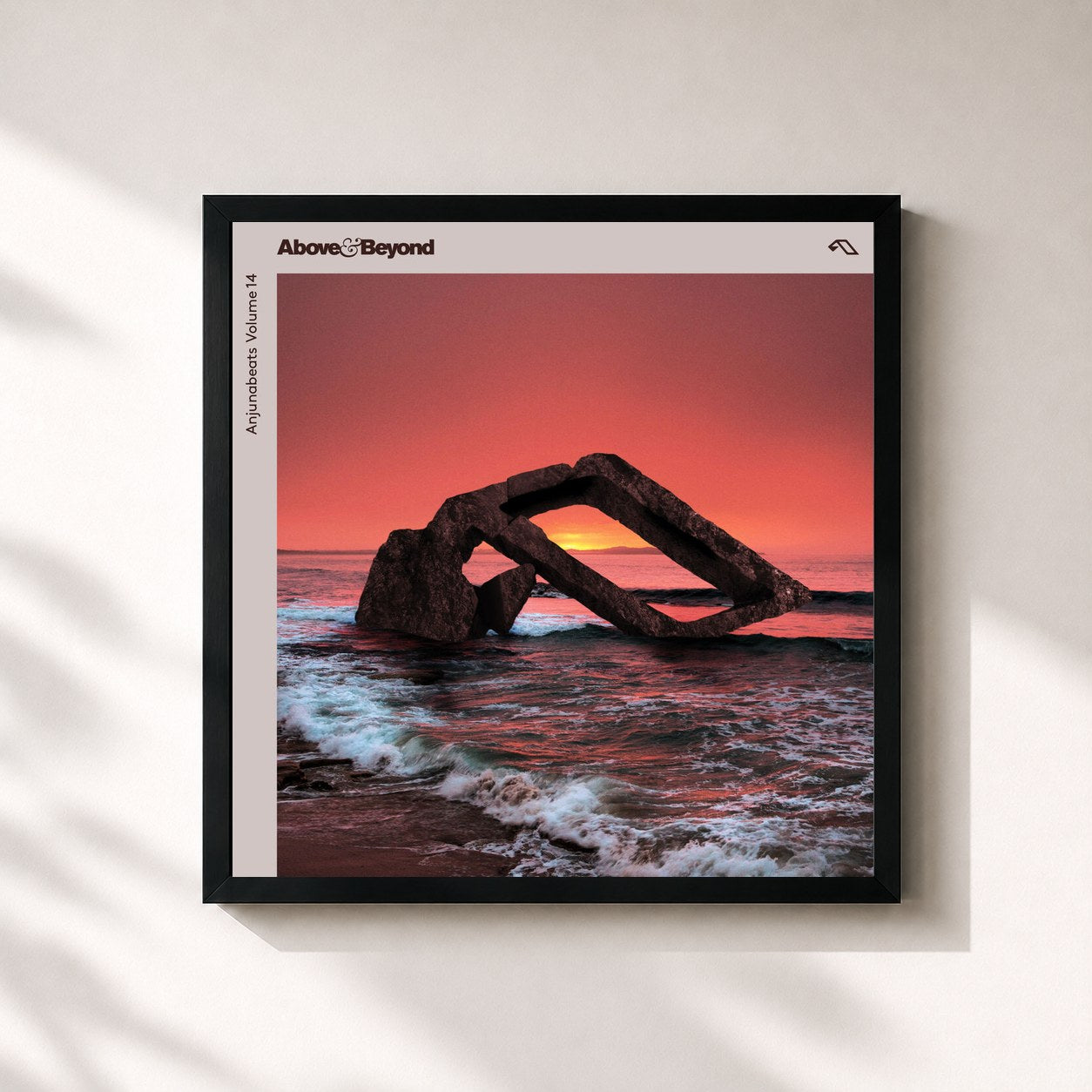 #noir Tableau carré de l'album Anjunabeats Volume 14 de Above & Beyond, cadre noir 32x32 cm