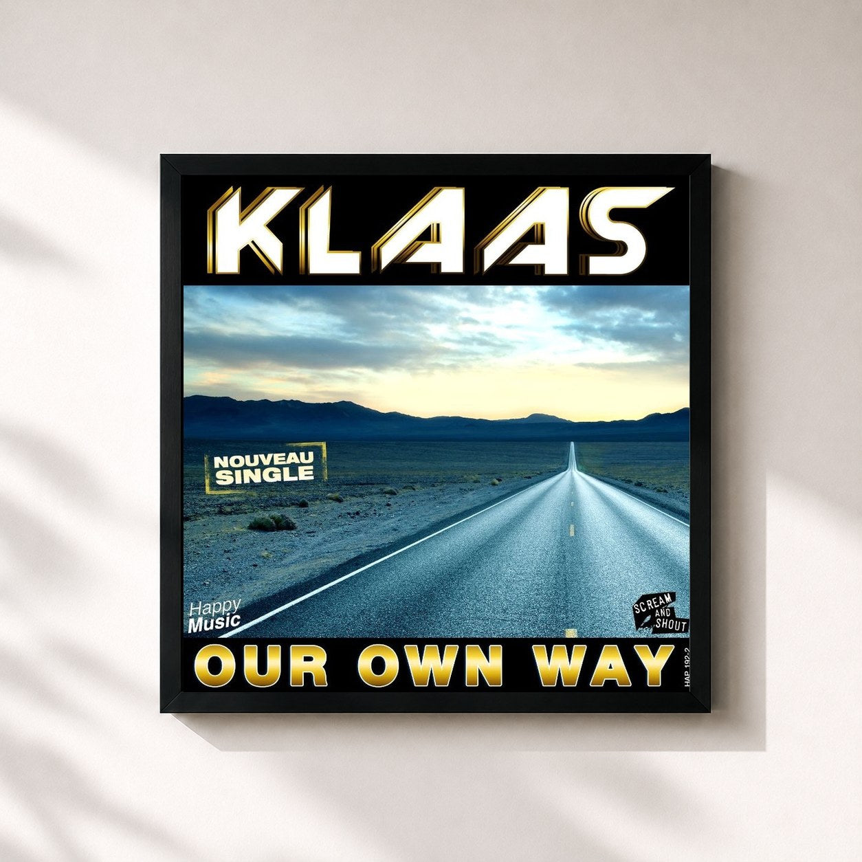 #noir Tableau carré de l'album Our Own Way de Klaas, cadre noir 32x32 cm
