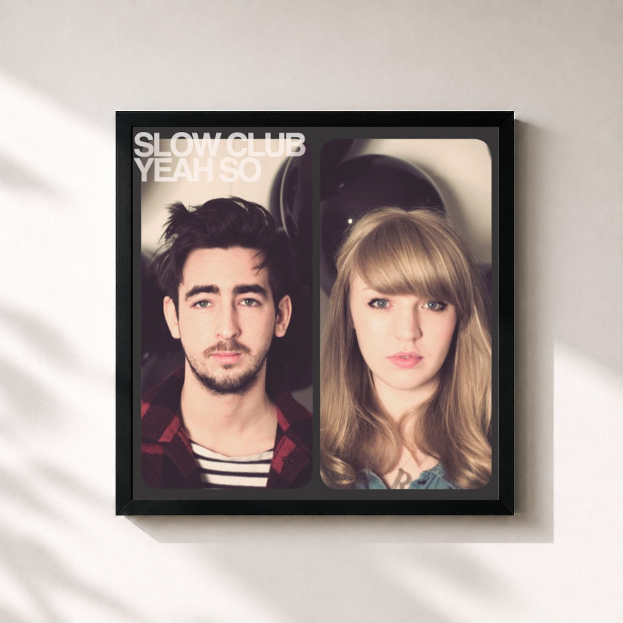 #noir Tableau carré de l'album Yeah, So de Slow Club, cadre noir 32x32 cm