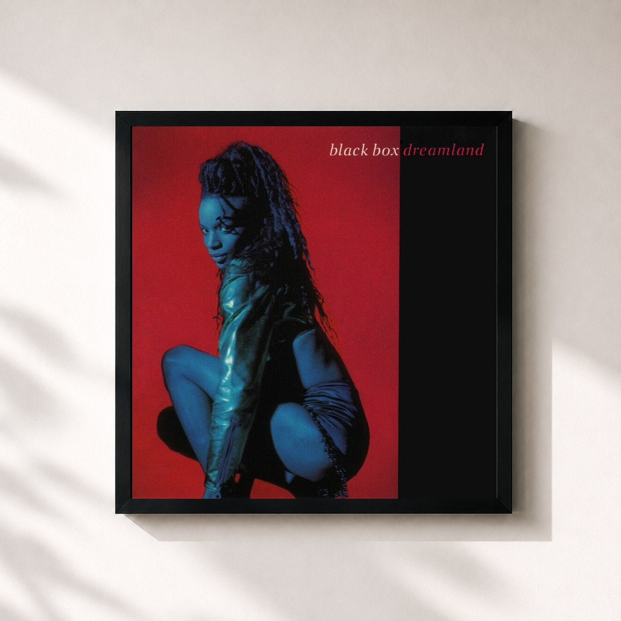 #noir Tableau carré de l'album Dreamland de Black Box, cadre noir 32x32 cm