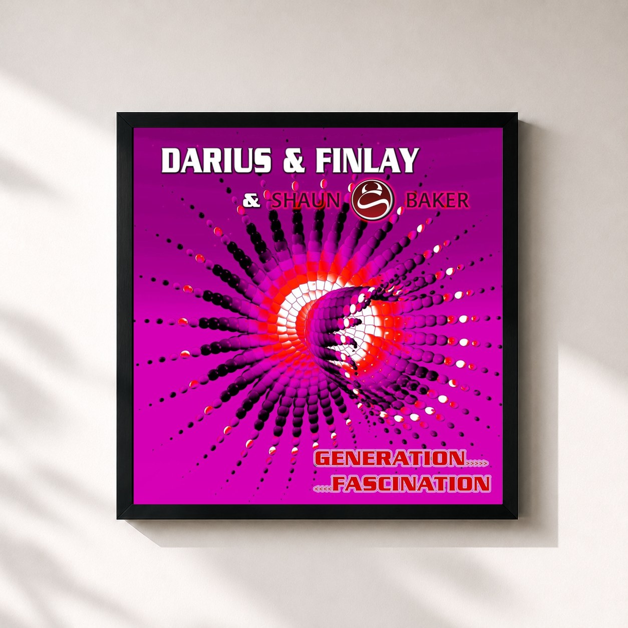 #noir Tableau carré de l'album Generation Fascination de Darius & Finlay, cadre noir 32x32 cm