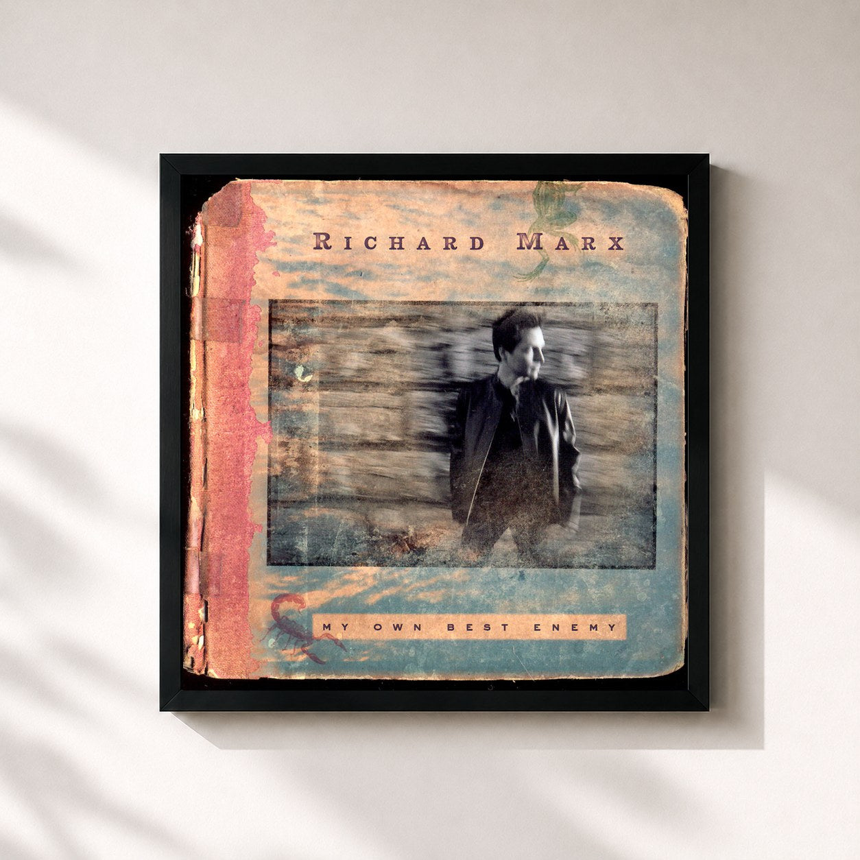 #noir Tableau carré de l'album My Own Best Enemy de Richard Marx, cadre noir 32x32 cm