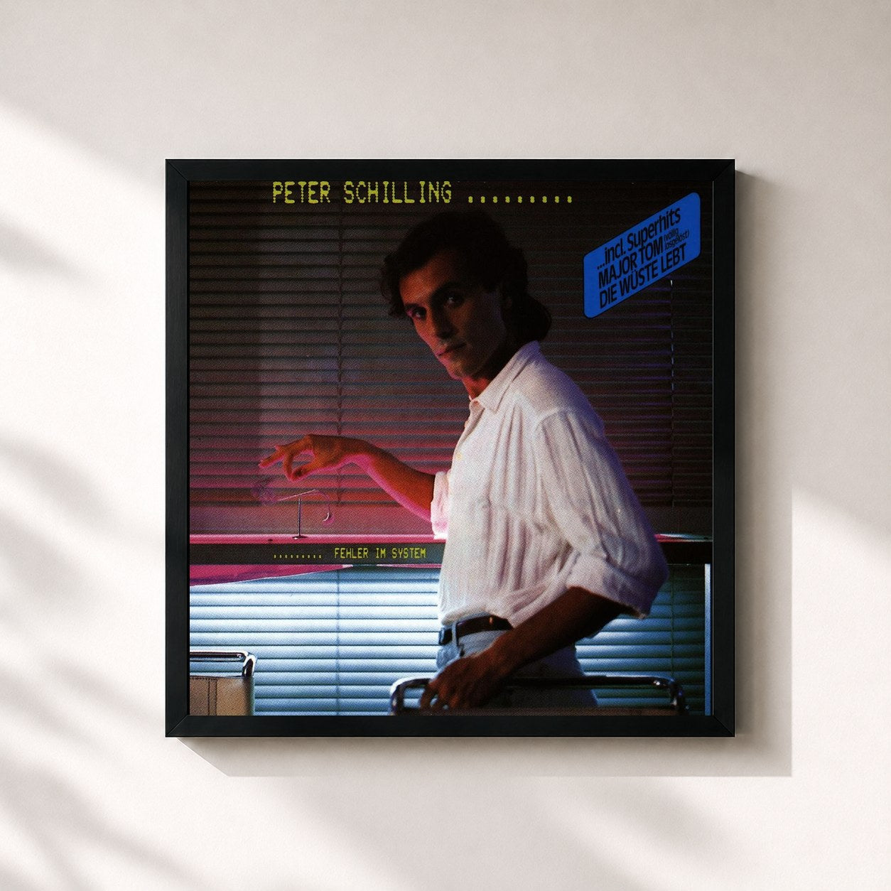 #noir Tableau carré de l'album Fehler Im System de Peter Schilling, cadre noir 32x32 cm