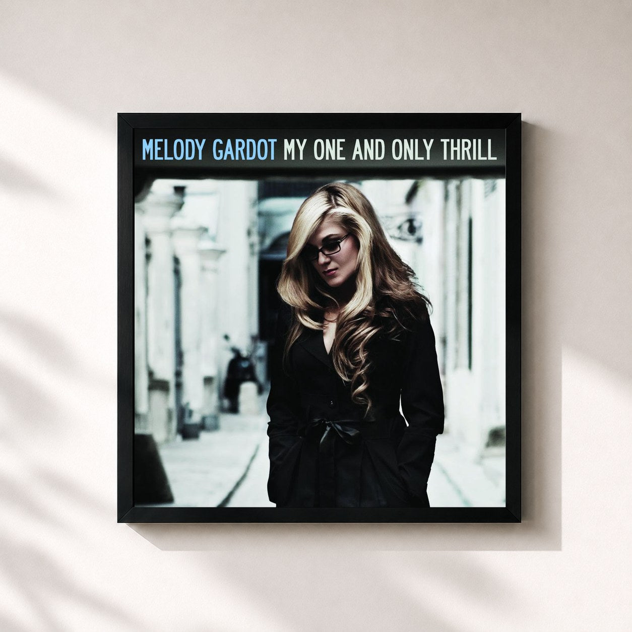 #noir Tableau carré de l'album My One And Only Thrill de Melody Gardot, cadre noir 32x32 cm