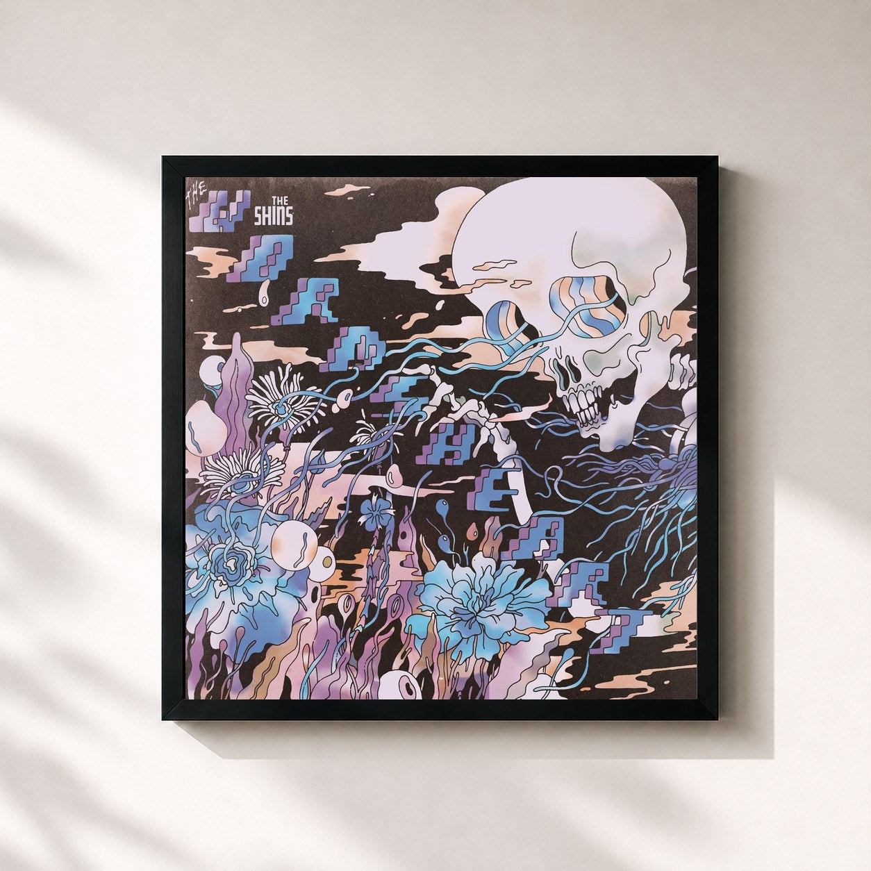 #noir Tableau carré de l'album The Worm's Heart de The Shins, cadre noir 32x32 cm