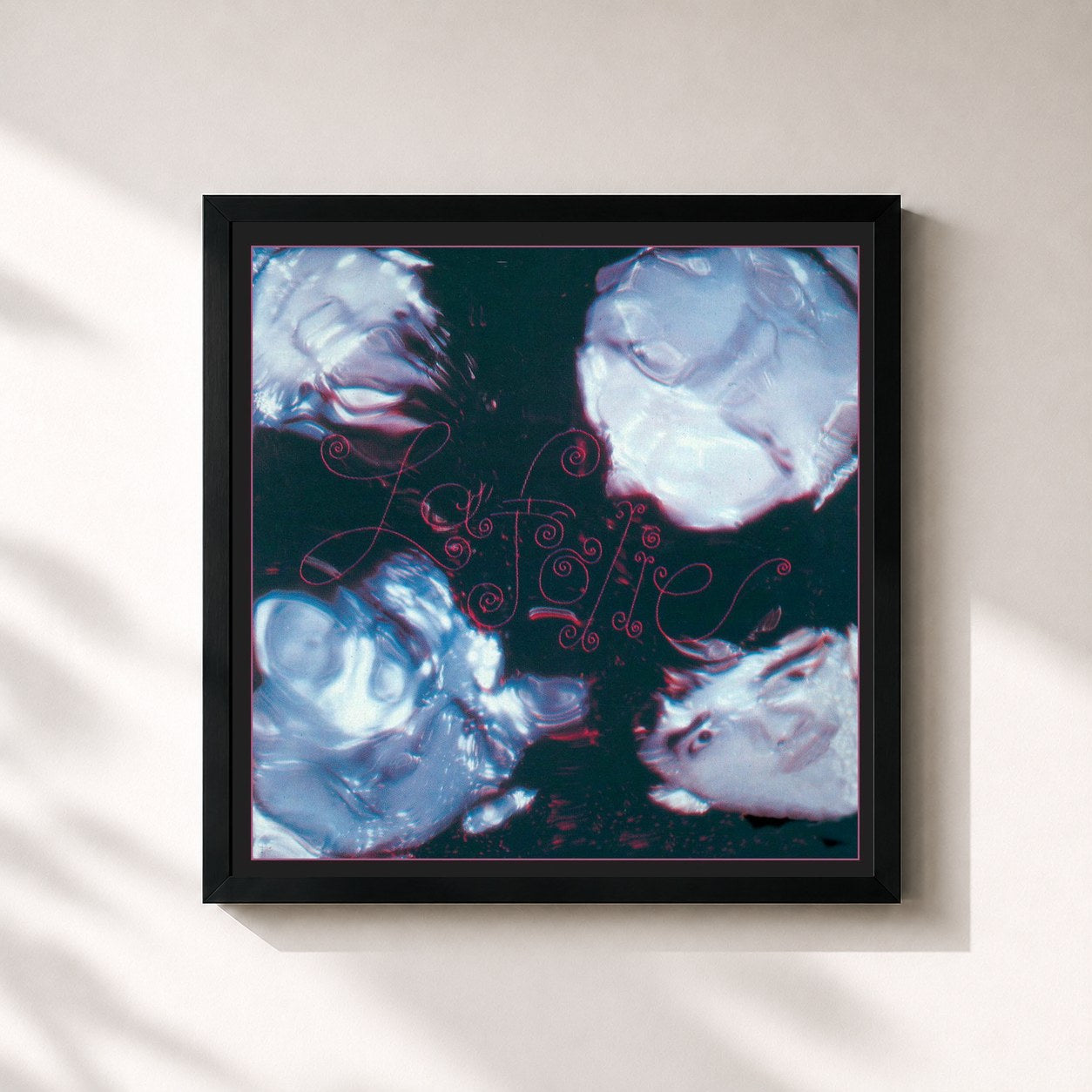 #noir Tableau carré de l'album La Folie de The Stranglers, cadre noir 32x32 cm