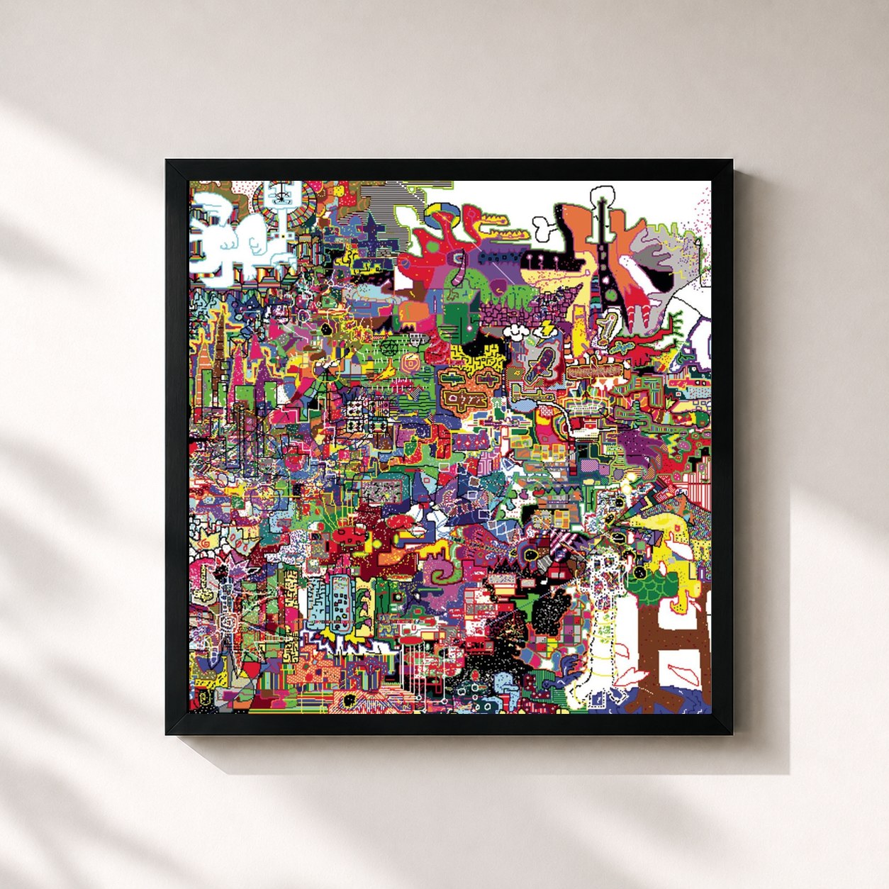 #noir Tableau carré de l'album Phantom Planet de Phantom Planet, cadre noir 32x32 cm