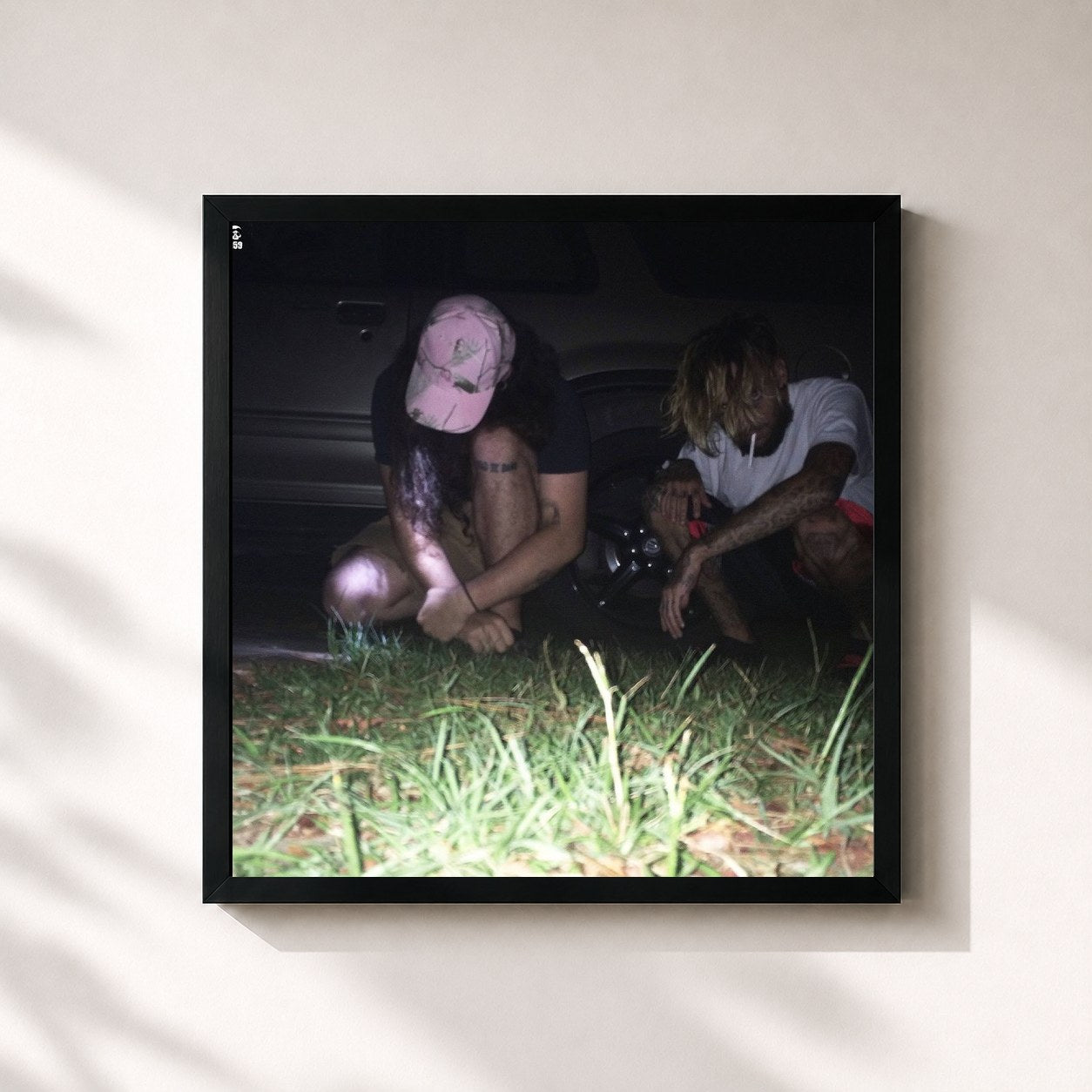 #noir Tableau carré de l'album My Liver Will Handle What My Heart Can't de $uicideboy$, cadre noir 32x32 cm
