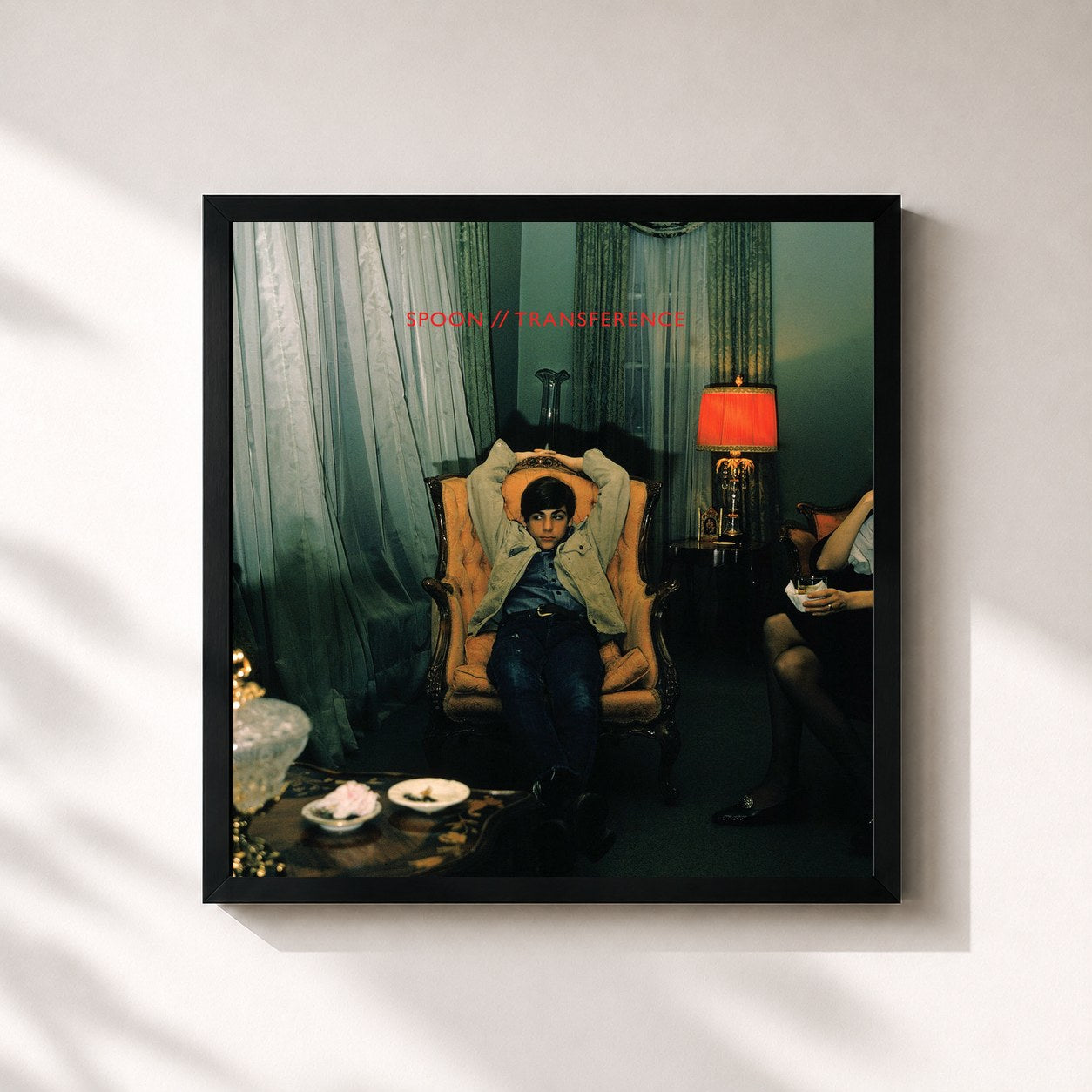 #noir Tableau carré de l'album Transference de Spoon, cadre noir 32x32 cm