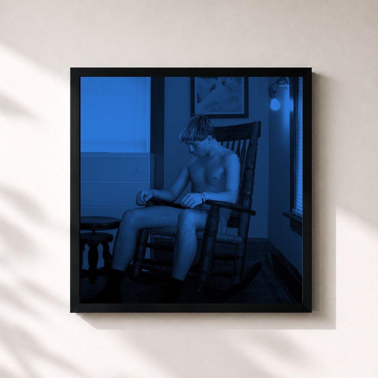 #noir Tableau carré de l'album Jonny de The Drums, cadre noir 32x32 cm