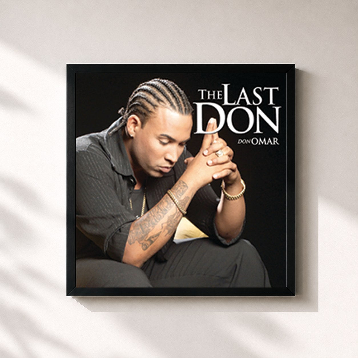 #noir Tableau carré de l'album The Last Don de Don Omar, cadre noir 32x32 cm