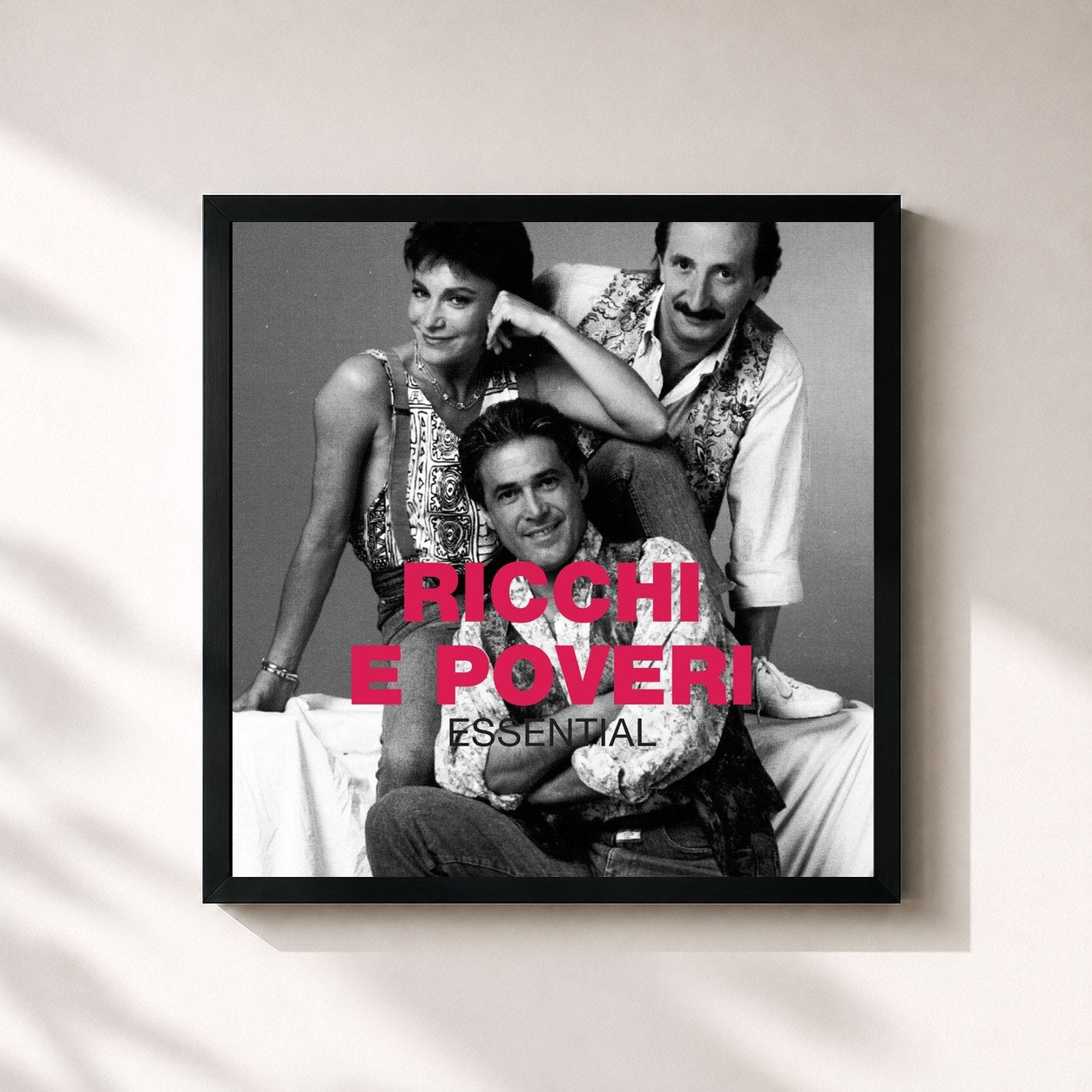 #noir Tableau carré de l'album Essential de Ricchi e Poveri, cadre noir 32x32 cm