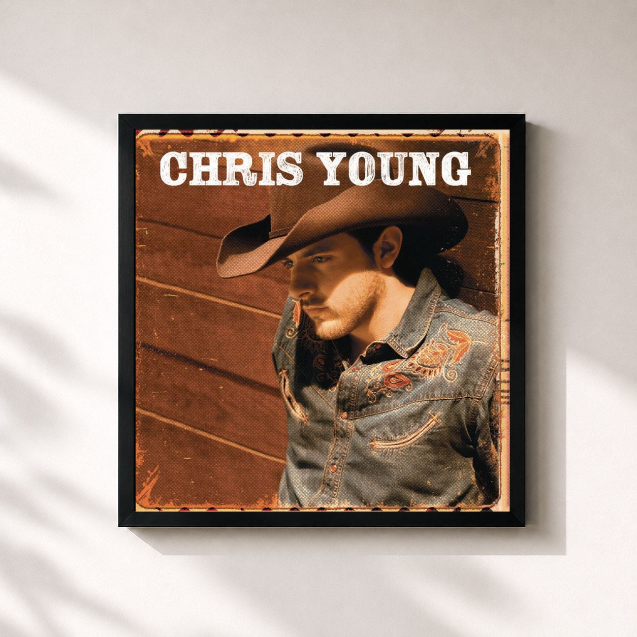 #noir Tableau carré de l'album Chris Young de Chris Young, cadre noir 32x32 cm