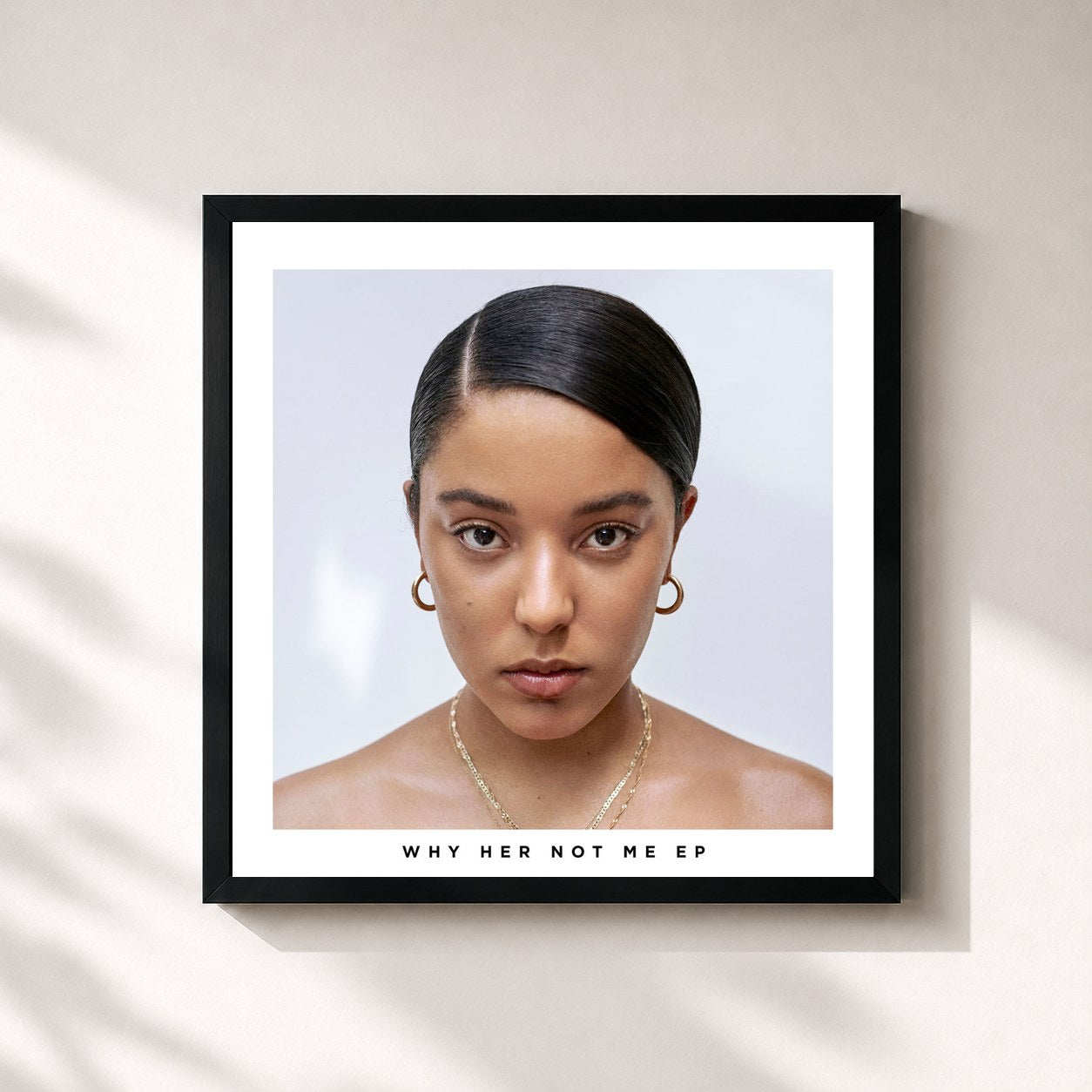 #noir Tableau carré de l'album Why Her Not Me - EP de Grace Carter, cadre noir 32x32 cm